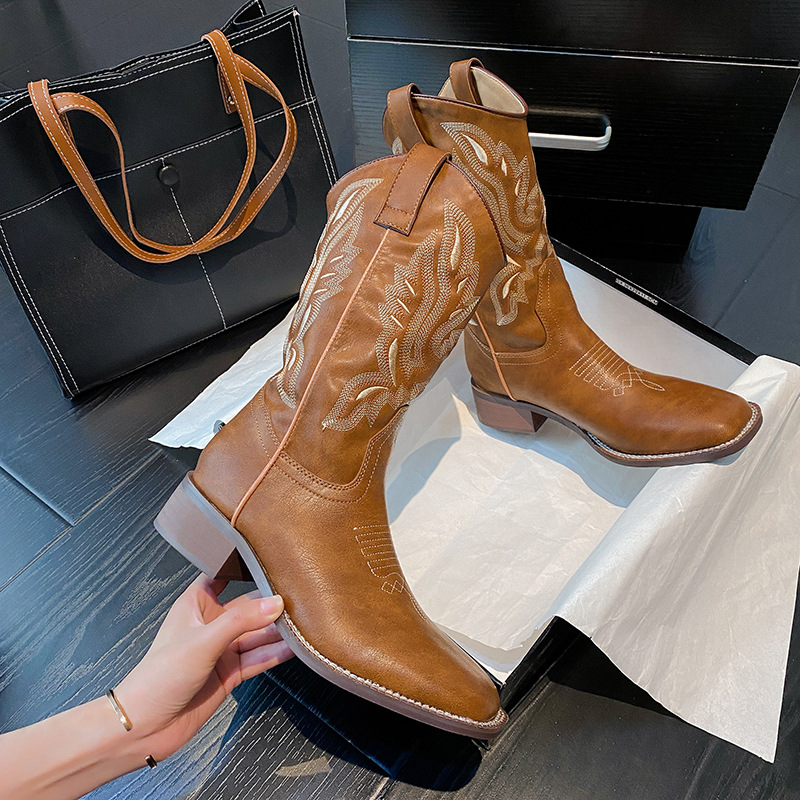 Women’s Mid-calf Embroidered Martin Boots